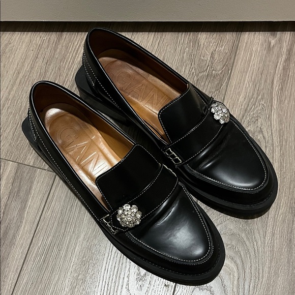 Ganni Black Loafers with Crystal Detail - Picture 5 of 5